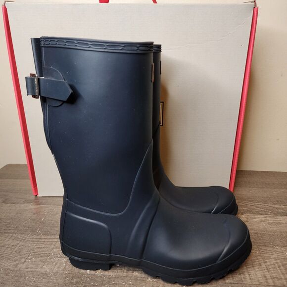 Hunter Original Short Boots Waterproof Rain Navy Blue Womens Size 8 WFS1013RMA - Picture 4 of 11